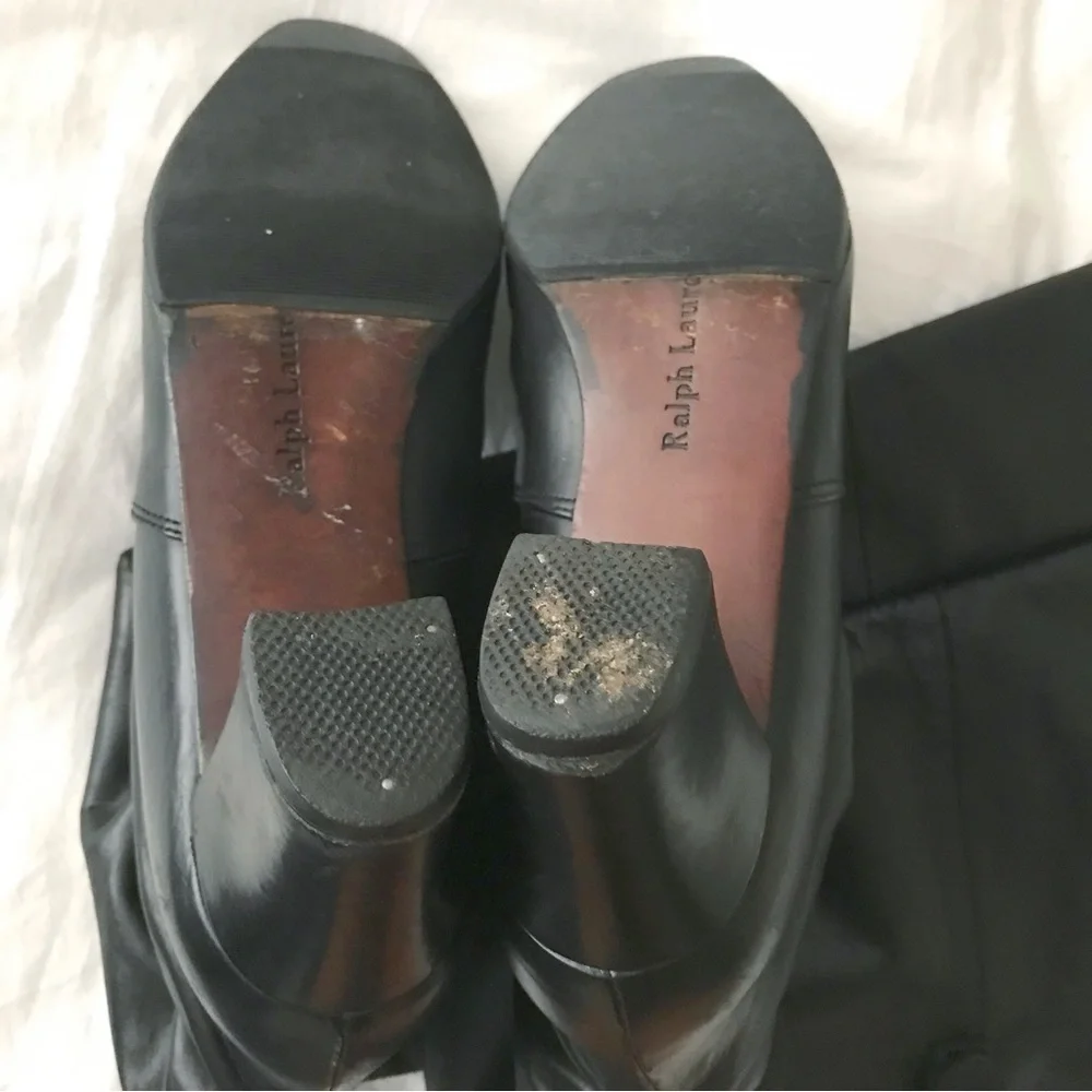 Ralph Lauren Over the Knee OTK Leather Block Heel Boots Black 8.5‍‍‍‍‍‍‍‍‍‍‍‍‍‍ - Picture 7 of 12